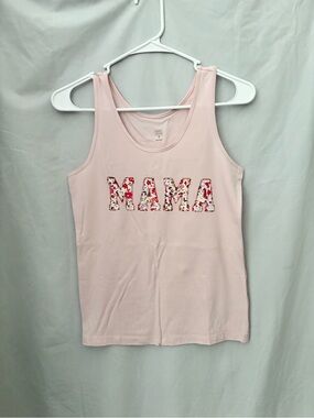 Pink 'MAMA' Floral Appliqué Tank Top